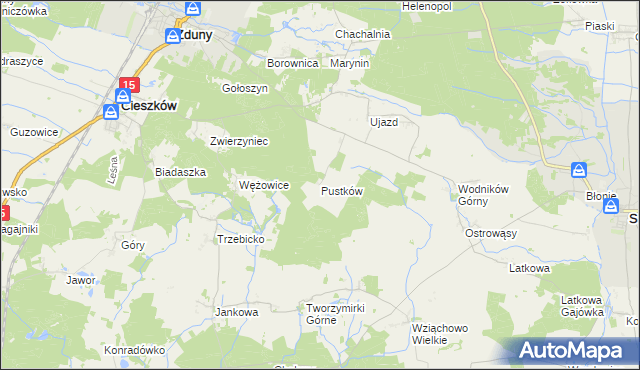 mapa Pustków gmina Cieszków, Pustków gmina Cieszków na mapie Targeo