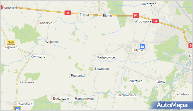 mapa Radakowice, Radakowice na mapie Targeo