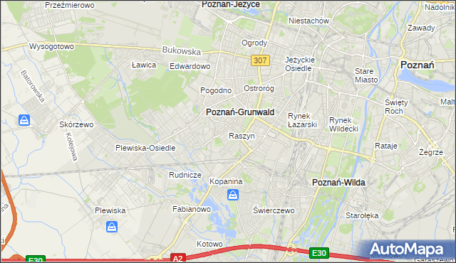 mapa Raszyn gmina Poznań, Raszyn gmina Poznań na mapie Targeo