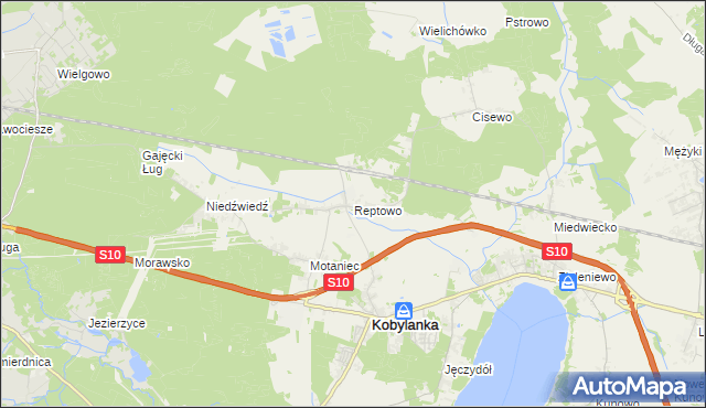 mapa Reptowo gmina Kobylanka, Reptowo gmina Kobylanka na mapie Targeo