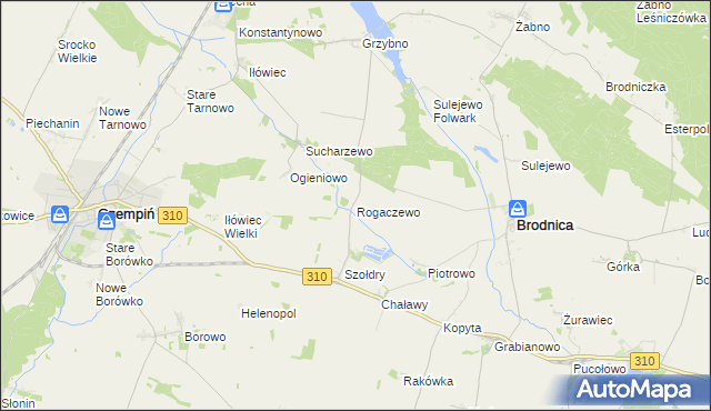 mapa Rogaczewo gmina Brodnica, Rogaczewo gmina Brodnica na mapie Targeo