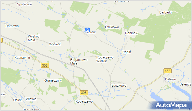 mapa Rogaczewo Wielkie, Rogaczewo Wielkie na mapie Targeo