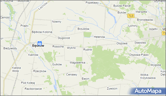mapa Rudnik gmina Będków, Rudnik gmina Będków na mapie Targeo