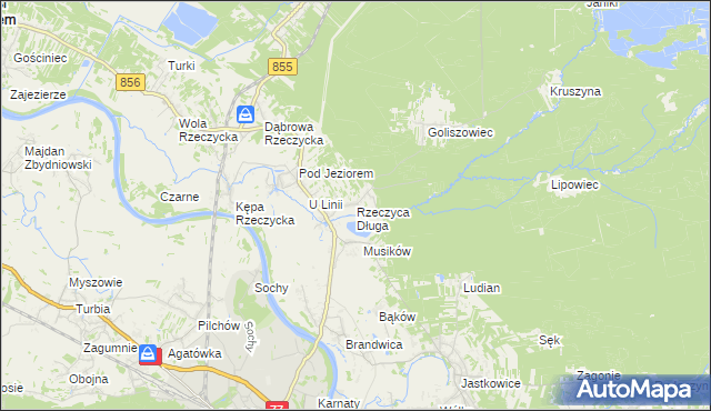 mapa Rzeczyca Długa, Rzeczyca Długa na mapie Targeo