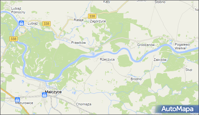 mapa Rzeczyca gmina Środa Śląska, Rzeczyca gmina Środa Śląska na mapie Targeo
