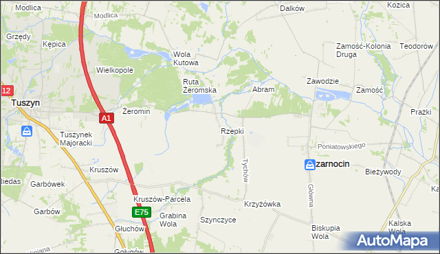 mapa Rzepki gmina Czarnocin, Rzepki gmina Czarnocin na mapie Targeo