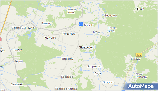 mapa Słuszków, Słuszków na mapie Targeo