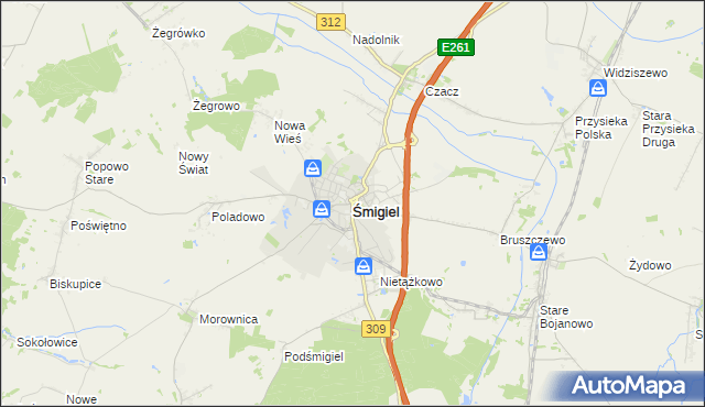 mapa Śmigiel, Śmigiel na mapie Targeo