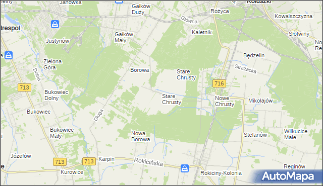 mapa Stare Chrusty gmina Rokiciny, Stare Chrusty gmina Rokiciny na mapie Targeo