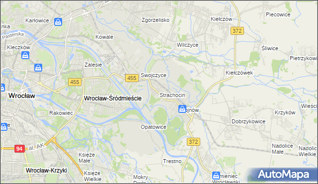 mapa Strachocin gmina Wrocław, Strachocin gmina Wrocław na mapie Targeo