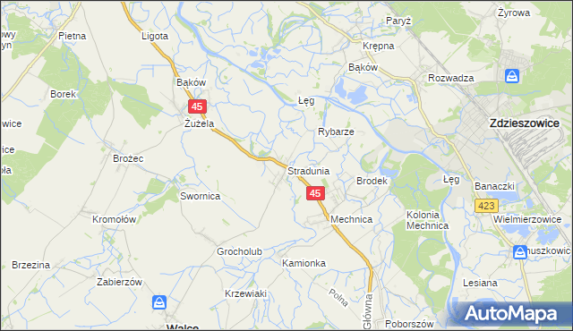 mapa Stradunia, Stradunia na mapie Targeo