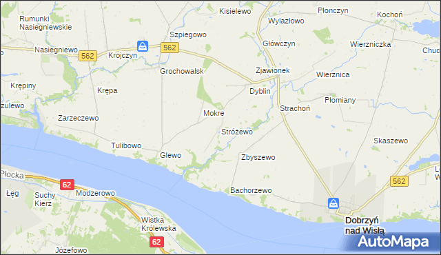 mapa Stróżewo gmina Dobrzyń nad Wisłą, Stróżewo gmina Dobrzyń nad Wisłą na mapie Targeo