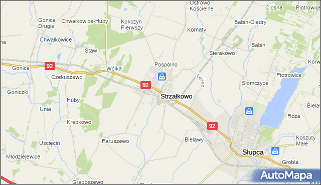 mapa Strzałkowo powiat słupecki, Strzałkowo powiat słupecki na mapie Targeo
