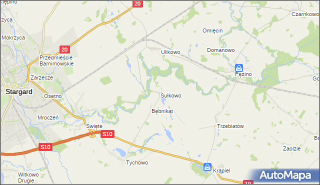 mapa Sułkowo gmina Stargard, Sułkowo gmina Stargard na mapie Targeo