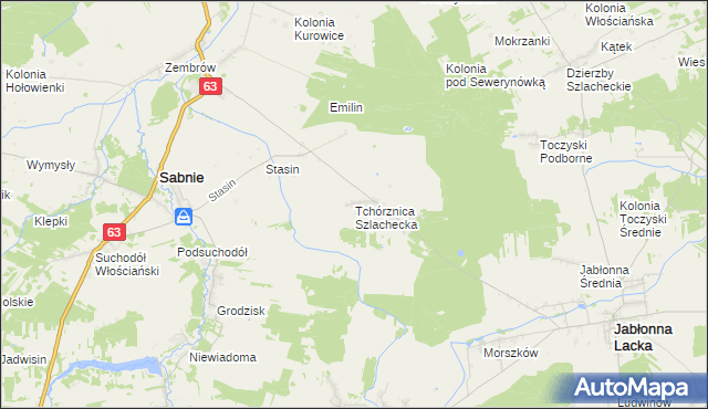 mapa Tchórznica Szlachecka, Tchórznica Szlachecka na mapie Targeo