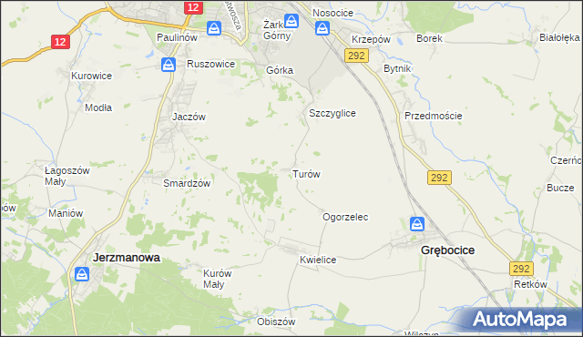 mapa Turów gmina Głogów, Turów gmina Głogów na mapie Targeo