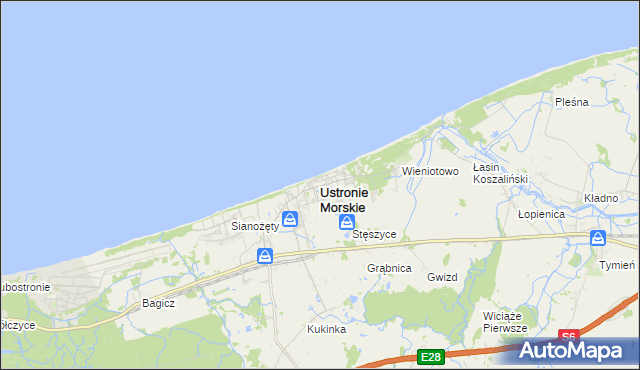 mapa Ustronie Morskie, Ustronie Morskie na mapie Targeo