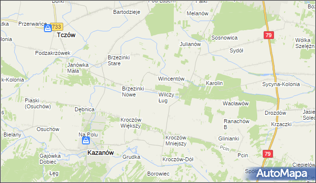 mapa Wilczy Ług, Wilczy Ług na mapie Targeo