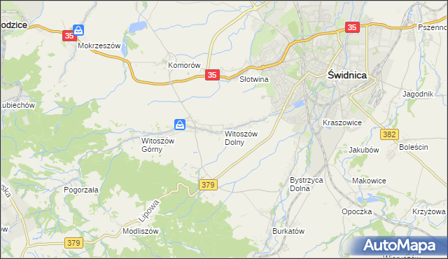 mapa Witoszów Dolny, Witoszów Dolny na mapie Targeo