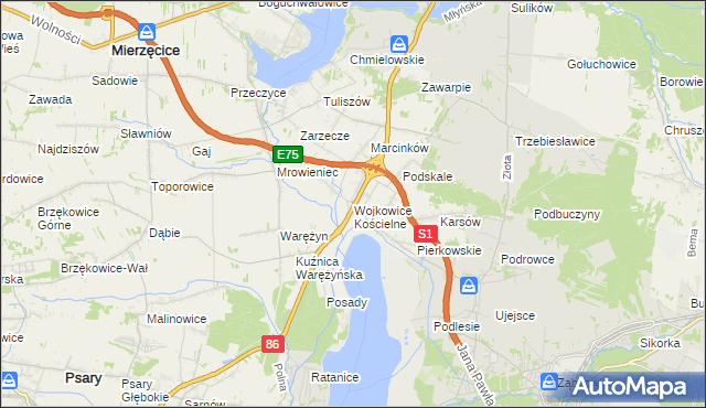 mapa Wojkowice Kościelne, Wojkowice Kościelne na mapie Targeo