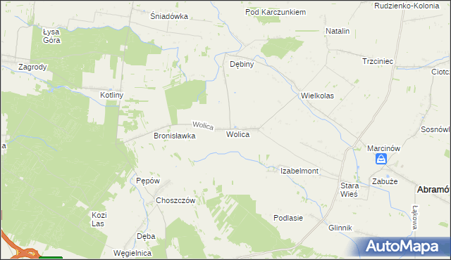 mapa Wolica gmina Abramów, Wolica gmina Abramów na mapie Targeo