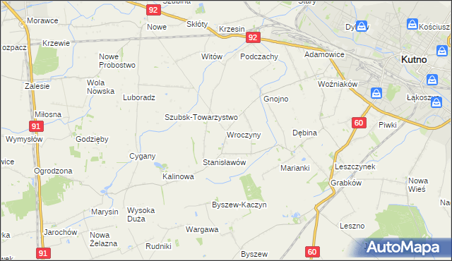 mapa Wroczyny, Wroczyny na mapie Targeo