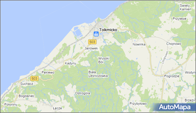 mapa Wysoki Bór, Wysoki Bór na mapie Targeo