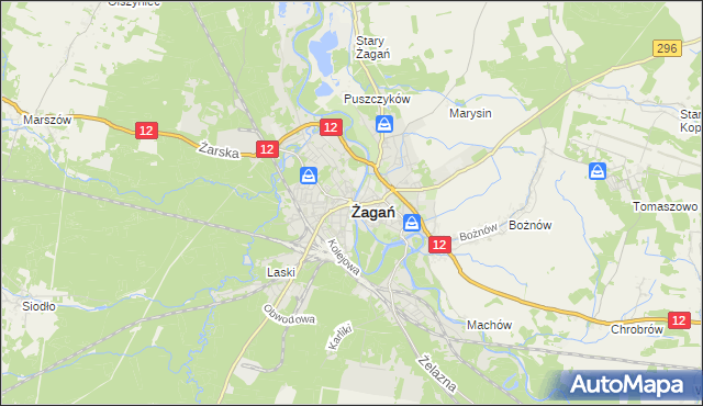 mapa Żagań, Żagań na mapie Targeo
