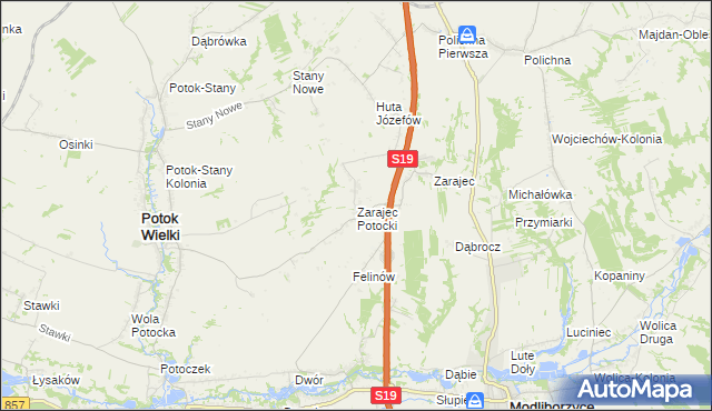 mapa Zarajec Potocki, Zarajec Potocki na mapie Targeo