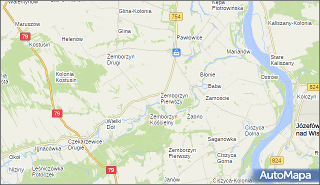 mapa Zemborzyn Pierwszy gmina Solec nad Wisłą, Zemborzyn Pierwszy gmina Solec nad Wisłą na mapie Targeo
