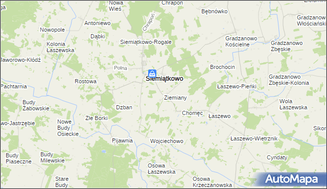 mapa Ziemiany gmina Siemiątkowo, Ziemiany gmina Siemiątkowo na mapie Targeo