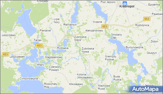 mapa Żubrówka Nowa, Żubrówka Nowa na mapie Targeo