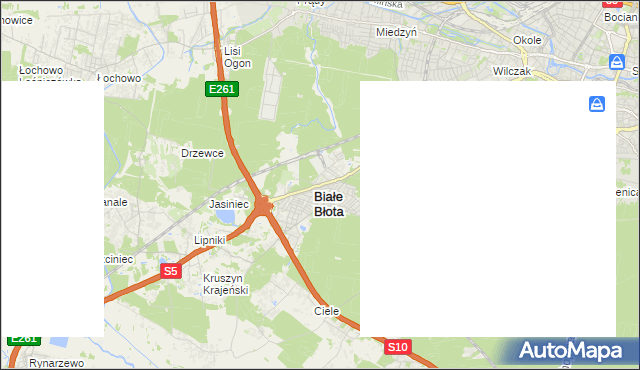 mapa Białe Błota powiat bydgoski, Białe Błota powiat bydgoski na mapie Targeo