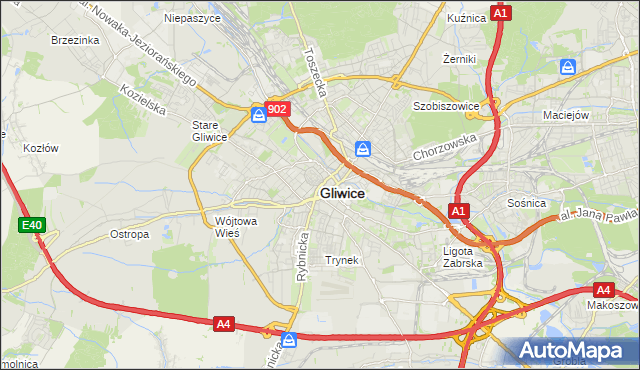 mapa Gliwic, Gliwice na mapie Targeo
