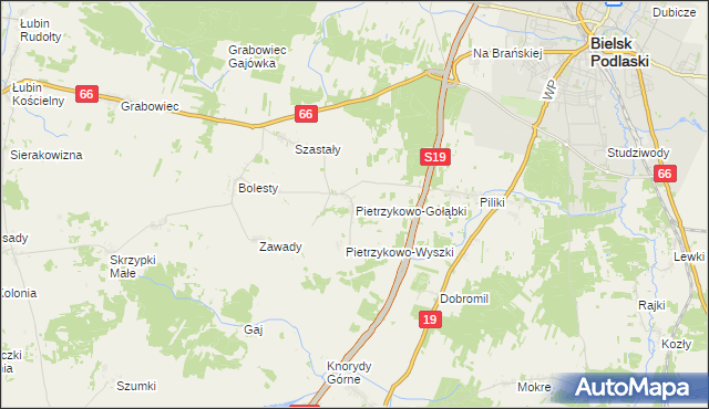 mapa Pietrzykowo-Gołąbki, Pietrzykowo-Gołąbki na mapie Targeo