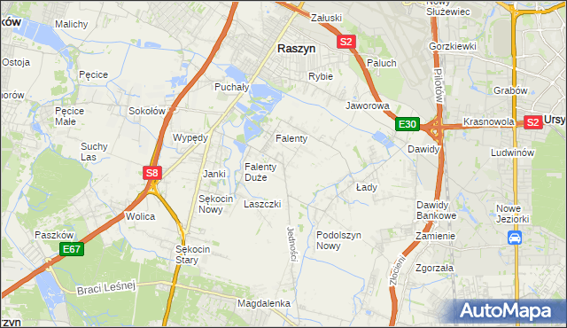 mapa Falenty Nowe, Falenty Nowe na mapie Targeo