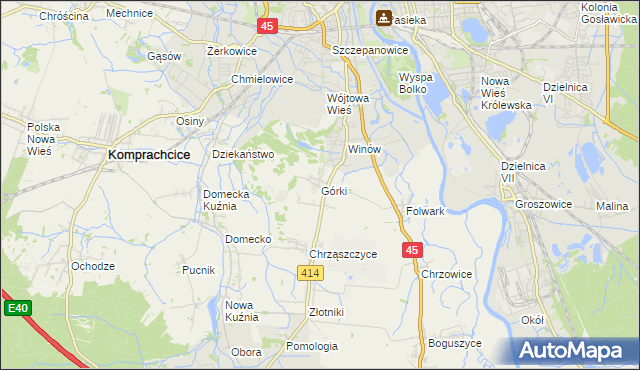 mapa Górki gmina Prószków, Górki gmina Prószków na mapie Targeo