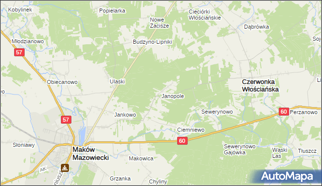 mapa Janopole gmina Czerwonka, Janopole gmina Czerwonka na mapie Targeo