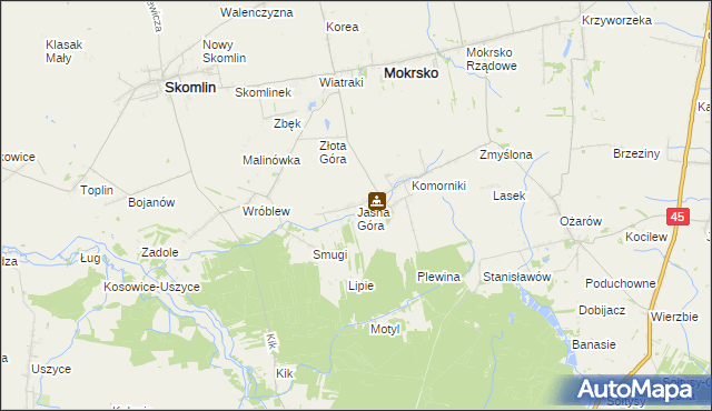 mapa Jasna Góra gmina Mokrsko, Jasna Góra gmina Mokrsko na mapie Targeo