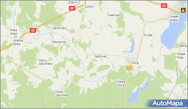 mapa Jażyniec, Jażyniec na mapie Targeo