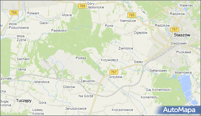 mapa Krzywołęcz, Krzywołęcz na mapie Targeo