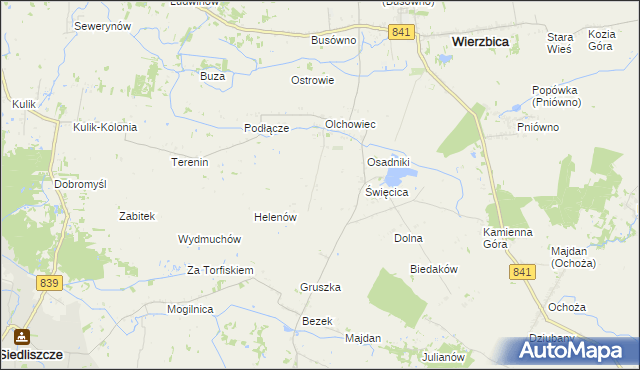 mapa Olchowiec-Kolonia gmina Wierzbica, Olchowiec-Kolonia gmina Wierzbica na mapie Targeo