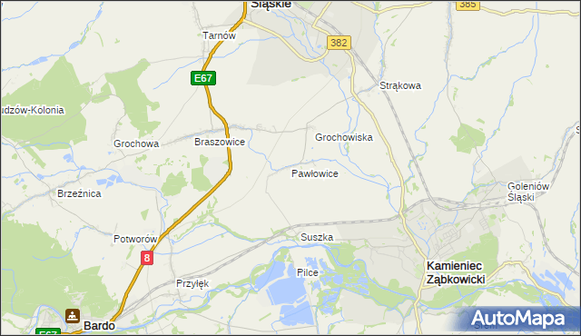 mapa Pawłowice gmina Ząbkowice Śląskie, Pawłowice gmina Ząbkowice Śląskie na mapie Targeo