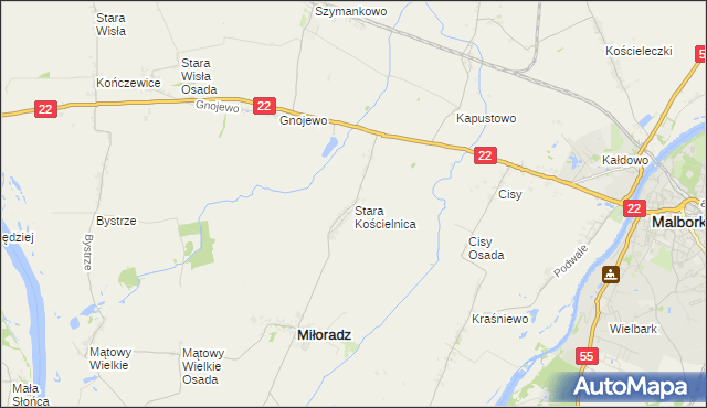 mapa Stara Kościelnica, Stara Kościelnica na mapie Targeo