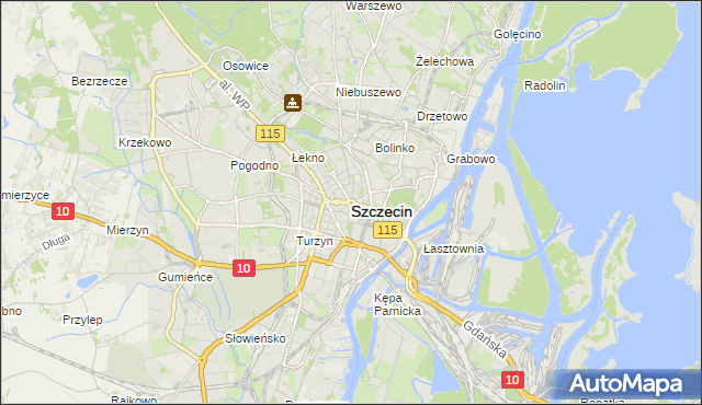 mapa Szczecina, Szczecin na mapie Targeo