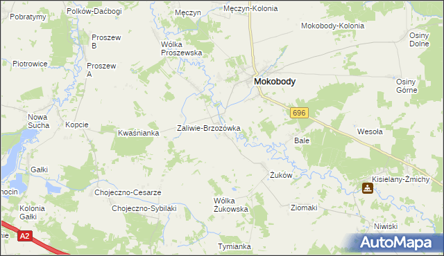 mapa Zaliwie-Piegawki, Zaliwie-Piegawki na mapie Targeo