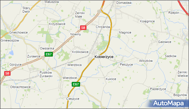 mapa Kobierzyce, Kobierzyce na mapie Targeo