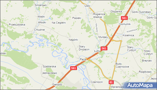 mapa Stary Drożęcin, Stary Drożęcin na mapie Targeo