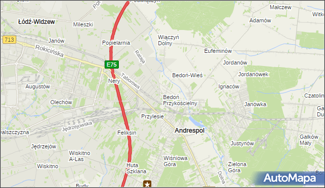 mapa Bedoń Przykościelny, Bedoń Przykościelny na mapie Targeo