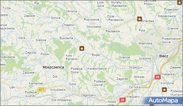 mapa Bugaj gmina Biecz, Bugaj gmina Biecz na mapie Targeo